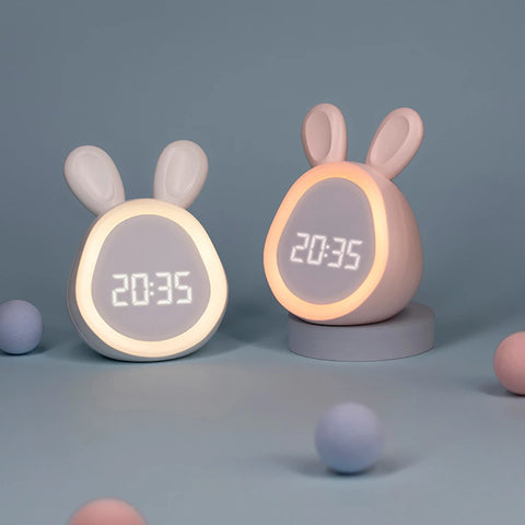 Cute Rabbit LED Digital Alarm Clock with Night Light