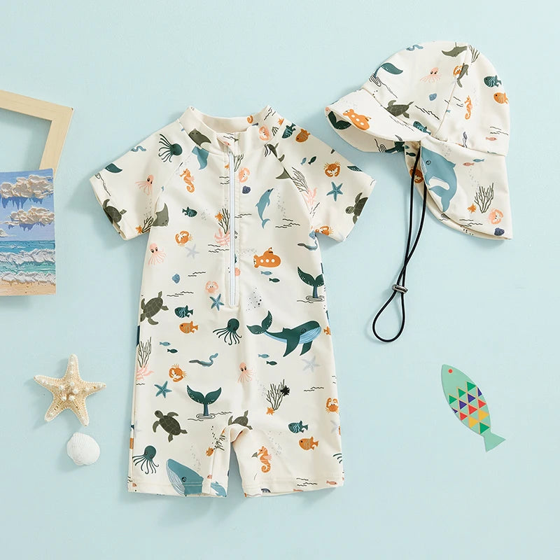 Kids Dinosaur Swimsuit - Sun Safe & Fun! Teeny Pandas