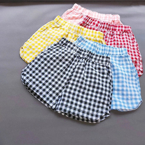 Girls' Plaid Shorts – Trendy Summer Split Shorts for Kids
