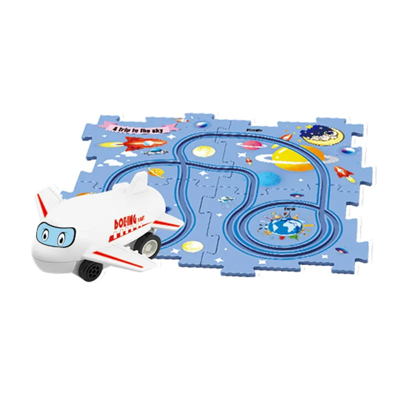 RaceTrack Puzzle Set – Space, Land, Dinosaur, and Ocean Themes Teeny Pandas