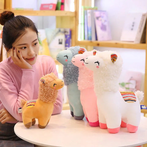 Smiling Alpaca Llama Plush Toy – Cute Stuffed Animal Doll