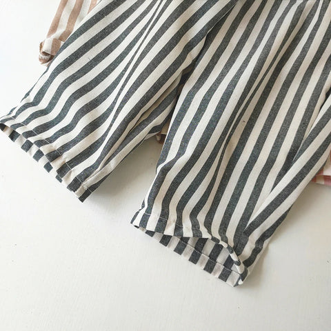 Children's Vintage Linen Cotton Stripe Pants – Casual & Stylish for Kids