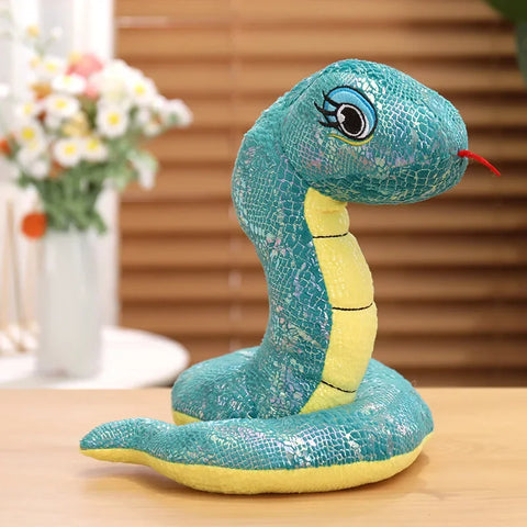 Simulated Sequin Fabric Plush Snake – Multicolour Soft Toy