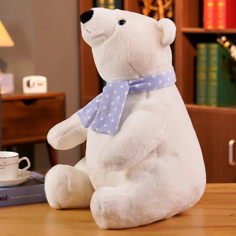 Cute Polar Bear Plush Toy – Soft Stuffed Animal with Scarf