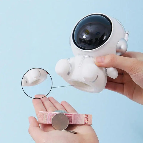 Astronaut Night Light Piggy Bank – Creative Coin Saving Box for Kids' Bedroom Decor