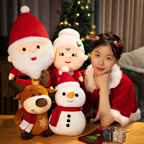 Cute Santa Claus, Snowman, and Elk Plush Toys – Soft Christmas Decor for Kids