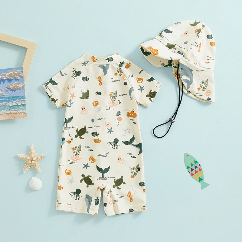Kids Dinosaur Swimsuit - Sun Safe & Fun! Teeny Pandas