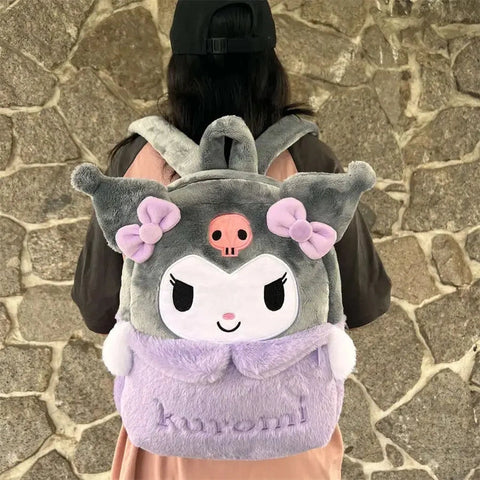 Cute Fluffy Plush Backpack for Girls – Cartoon Style and Large Capacity
