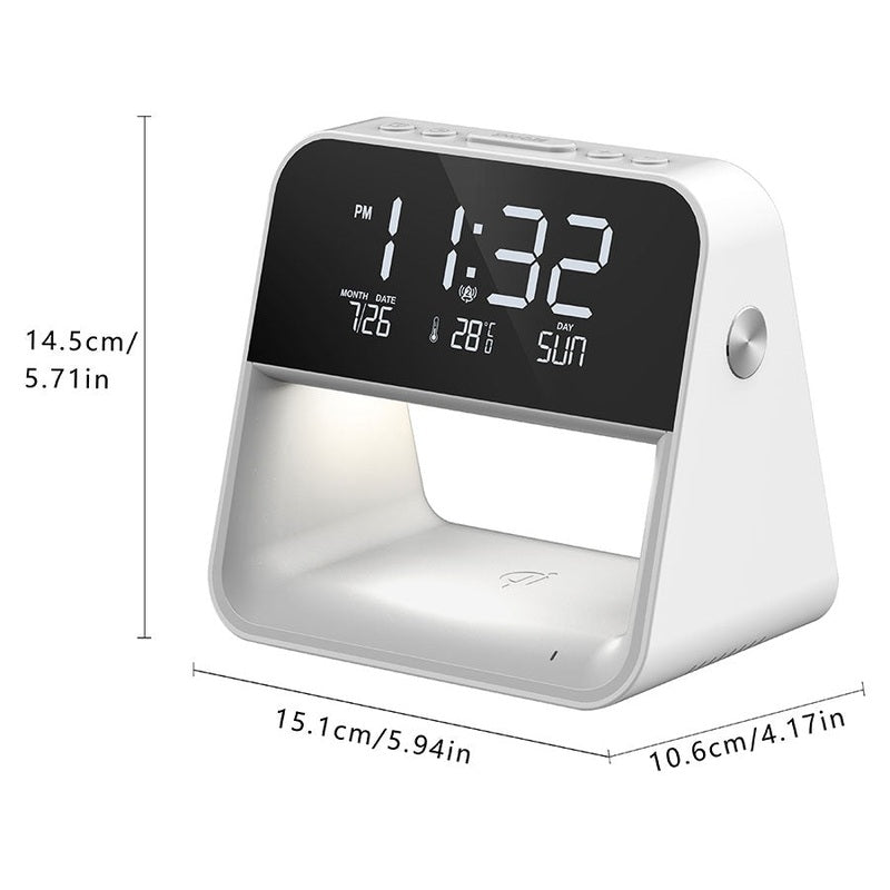 Bedroom Bedside Lamp Clock with Wireless Charging & Snooze Function - product detail view 7