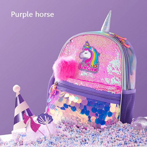 Reversible Sequin Unicorn and Dinosaur Backpack