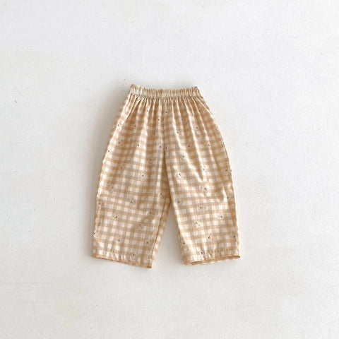 Cartoon Plaid Harem Pants for Kids - Summer Casual Loose Trousers
