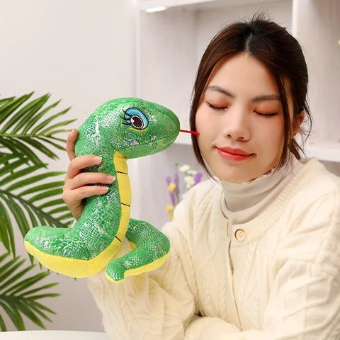 Simulated Sequin Fabric Plush Snake – Multicolour Soft Toy