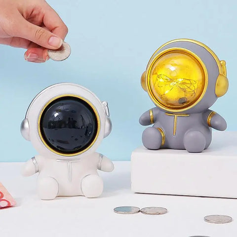 Astronaut Night Light Piggy Bank – Creative Coin Saving Box for Kids' Bedroom Decor