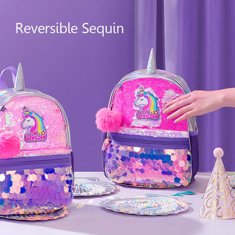 Reversible Sequin Unicorn and Dinosaur Backpack
