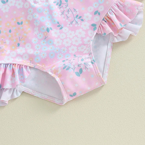 Long-Sleeve Girls Swimwear – Adorable UV Protection for Safe Splashing Teeny Pandas
