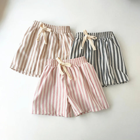 Children's Vintage Linen Cotton Stripe Pants – Casual & Stylish for Kids