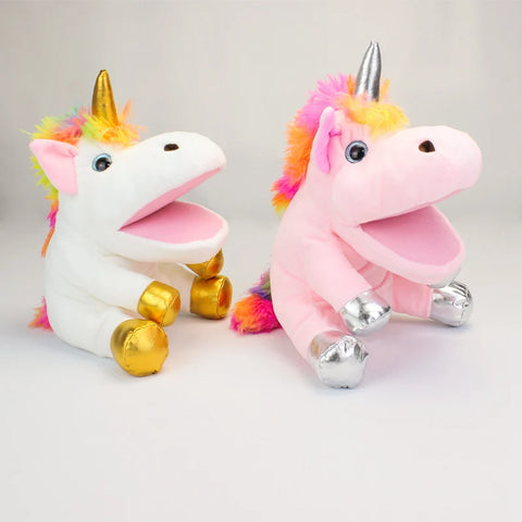 Unicorn Hand Puppet Plush Toy – Moveable Mouth Pony Doll