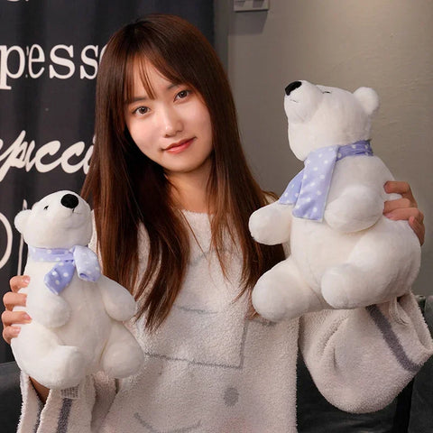 Cute Polar Bear Plush Toy – Soft Stuffed Animal with Scarf