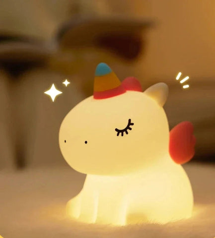 Cartoon Unicorn Night Lamp – Soft Silicone LED Night Light for Kids' Room