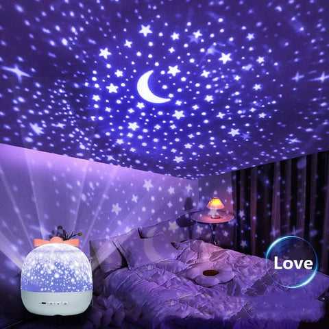 Crown Star Light Music Projection Lamp - Perfect Gift for Kids Room!