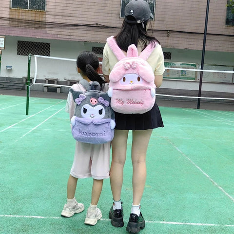 Cute Fluffy Plush Backpack for Girls – Cartoon Style and Large Capacity