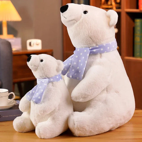Cute Polar Bear Plush Toy – Soft Stuffed Animal with Scarf