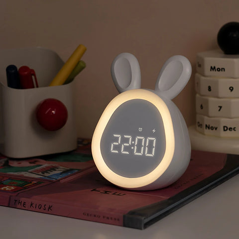 Cute Rabbit LED Digital Alarm Clock with Night Light