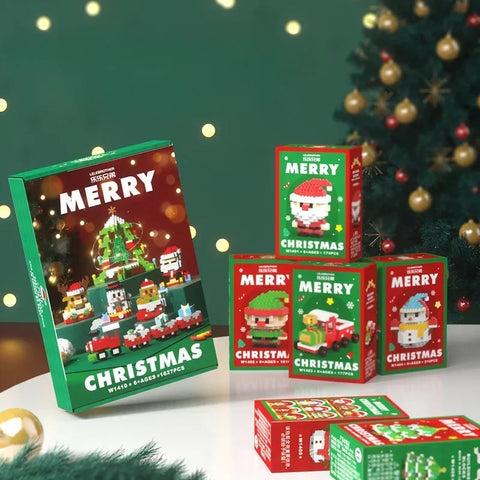Christmas Holiday Snowman Building Blocks Set - Educational Toy for Children!