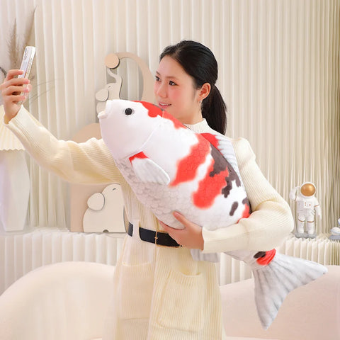 Koi Fish Plush Toy – Soft Stuffed Carp Pillow for Girls, Boys, and Home Decor