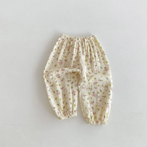 Anti-Mosquito Floral Harem Pants for Kids - Summer Loose Casual Trousers