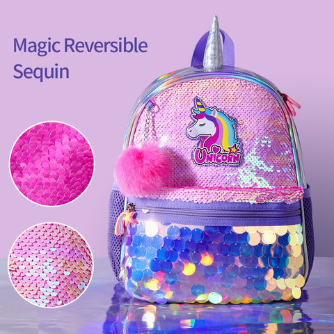 Reversible Sequin Unicorn and Dinosaur Backpack