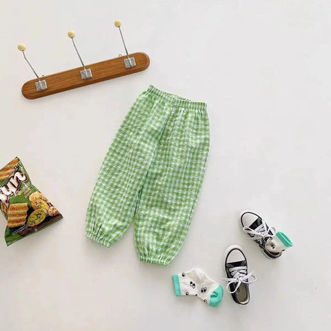Plaid Anti-Mosquito Harem Pants for Kids – Summer Casual Bloomers