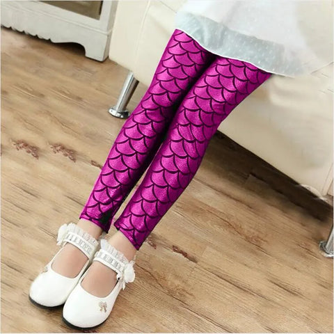 Girls' Colorful Fish Scale Leggings – Stylish Spring & Summer Tights