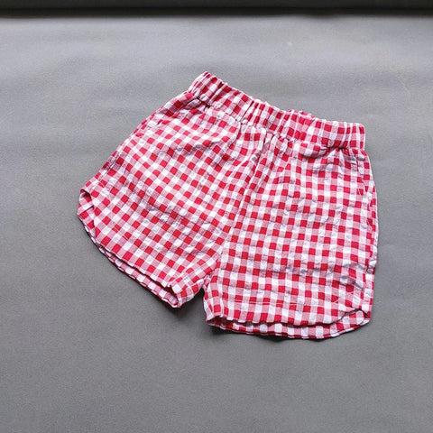 Girls' Plaid Shorts – Trendy Summer Split Shorts for Kids