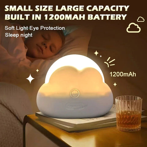 Cute Cloud Night Light – Mini USB Rechargeable LED Night Lamp for Kids