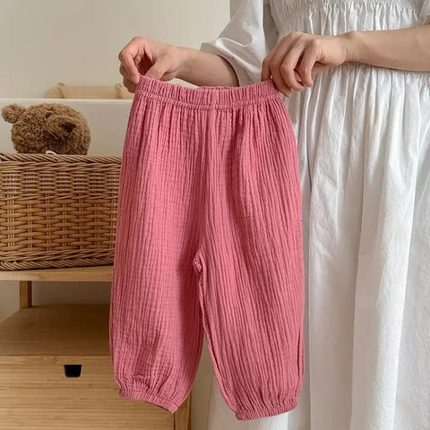 Solid Color Anti-Mosquito Pants for Kids - Summer Casual Bloomers