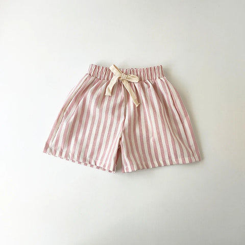 Children's Vintage Linen Cotton Stripe Pants – Casual & Stylish for Kids