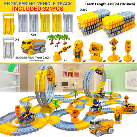 Electric Car Track Set - With Multi-Action Design! Teeny Pandas