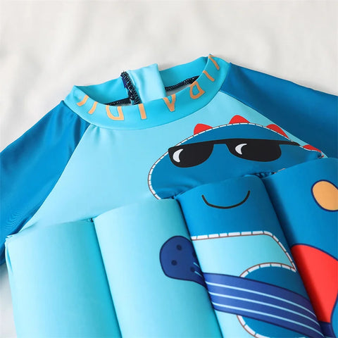 Boys Float Swimsuit - Short-Sleeved One-Piece Swimwear