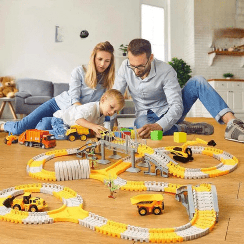 Electric Car Track Set - With Multi-Action Design! Teeny Pandas