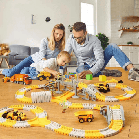 Electric Car Track Set - With Multi-Action Design! Teeny Pandas
