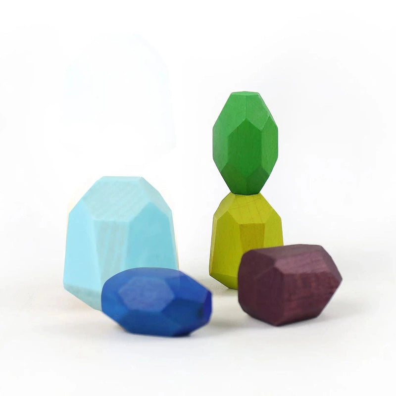 Wooden Rainbow-Stone Building Blocks for Creative Play Teeny Pandas