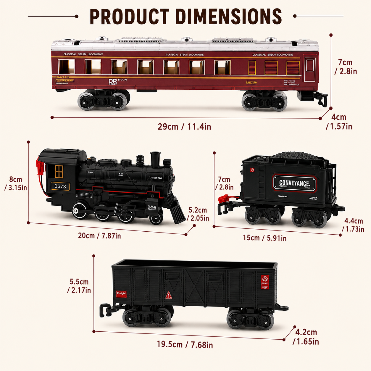 Classic Electric Train Set for Kids with Realistic Sounds, Steam, and Lights - train set product photo