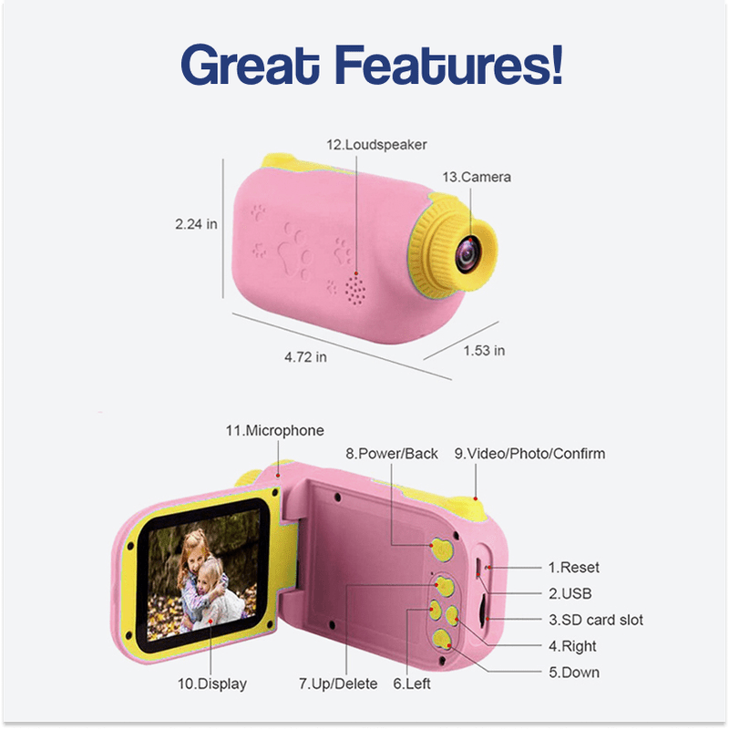 Kids Digital Video Camera– Capture Moments with Fun & Ease! Teeny Pandas