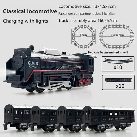 Electric Train Toy with Light & Track Assembly