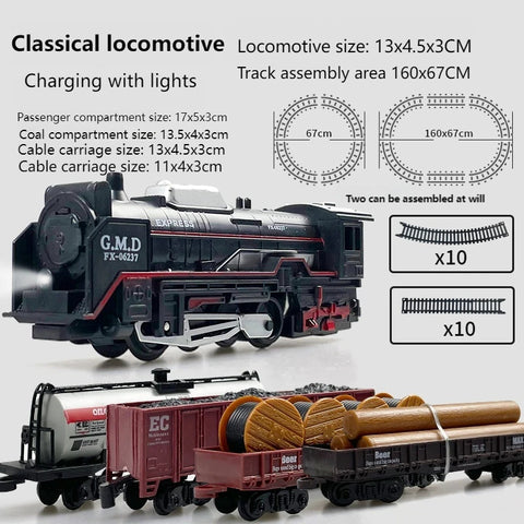 Electric Train Toy with Light & Track Assembly
