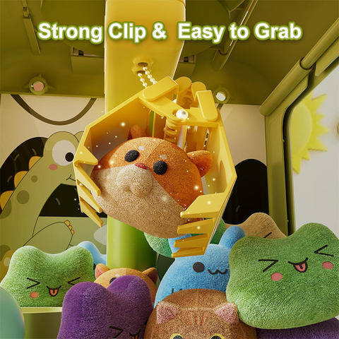 Mini Green Dino Claw Machine for Kids- Adjustable Arcade Game with Music & Prizes Teeny Pandas