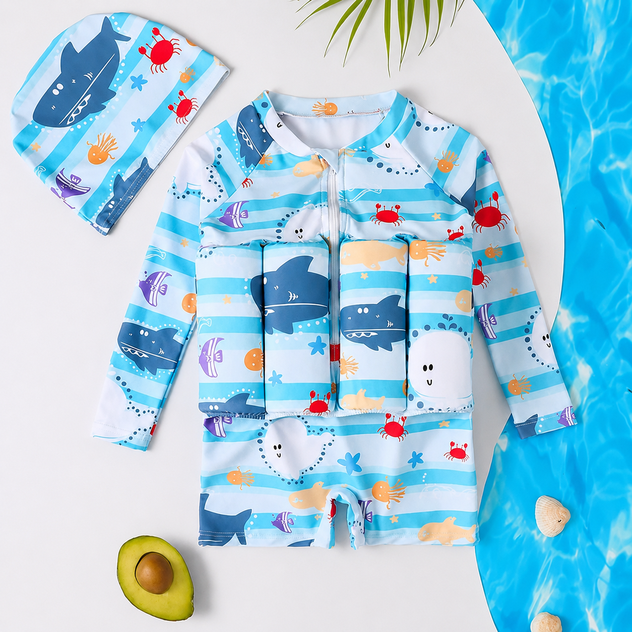 Kids Floating Swimsuit - pool day lifestyle photo