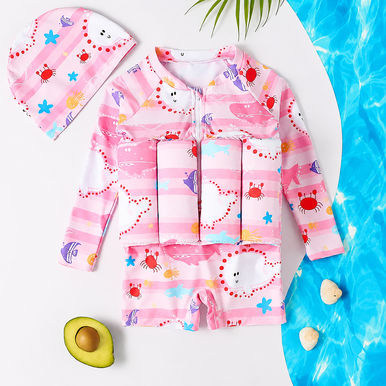 Kids Floating Swimsuit - pool day lifestyle photo
