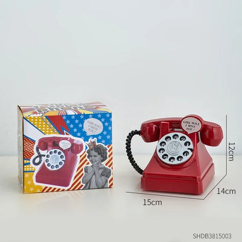 Phone Money Saving Box Sculpture – Retro Telephone Piggy Bank for Bedroom and Office Decor